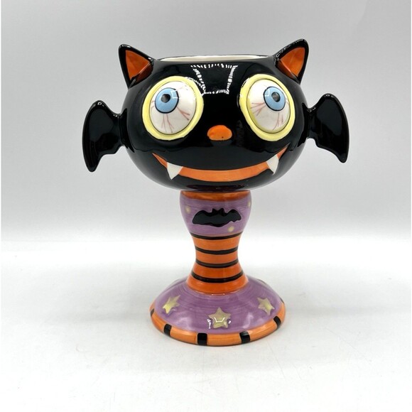 Halloween Vampire Bat Figural Candy Dish Goblet 3D Eyes Ceramic 2022 TDC Decor - Picture 8 of 8